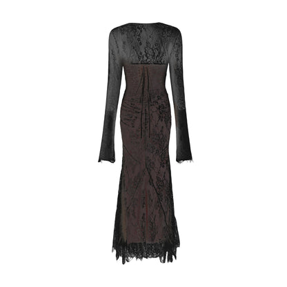 Valérie white floral lace mesh maxi dress