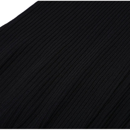 Van Hoef Black Knit Maxi Dress with Double-Breasted Front and Lapel Neckline