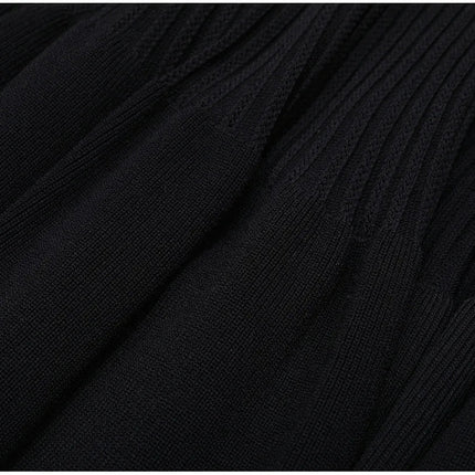 Van Hoef Black Knit Maxi Dress with Double-Breasted Front and Lapel Neckline for Women