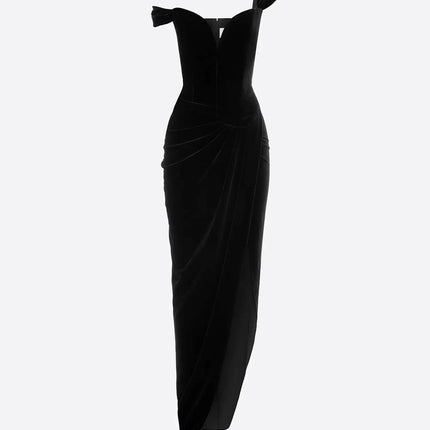 Van Hoef Black Off-Shoulder Maxi Dress