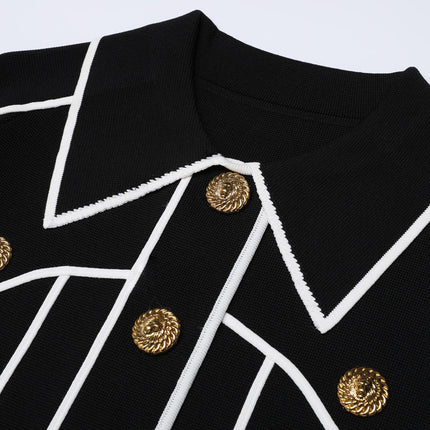 Van Hoef Black Two-Piece Set with White Contrast Trim