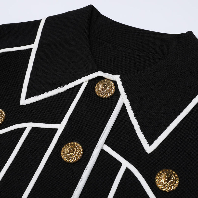 Van Hoef Black Two-Piece Set with White Contrast Trim