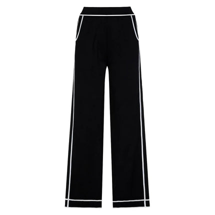 Van Hoef Black Two-Piece Set with White Contrast Trim