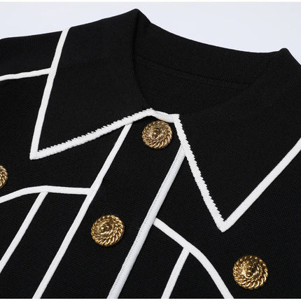 Van Hoef Black Two-Piece Set with White Contrast Trim