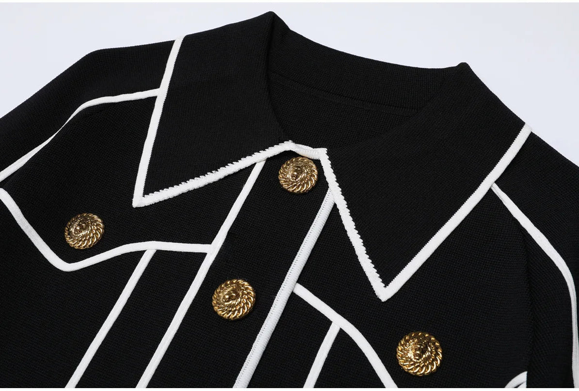 Van Hoef Black Two-Piece Set with White Contrast Trim