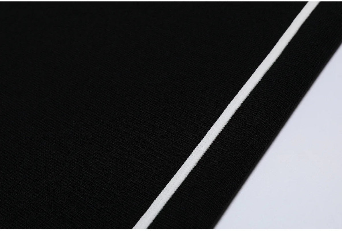 Van Hoef Black Two-Piece Set with White Contrast Trim
