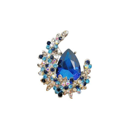 Van Hoef blue crystal brooch pin