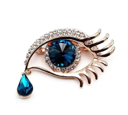 Van Hoef Blue Gemstone Eye Brooch
