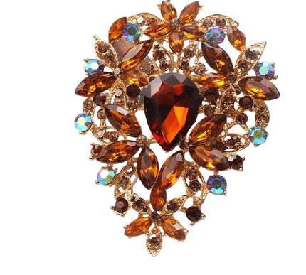Van Hoef brooch Gold Gemstone Floral Design