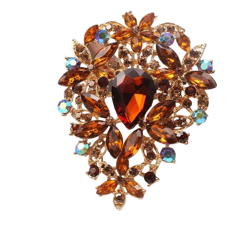 Van Hoef brooch Gold Gemstone Floral Design