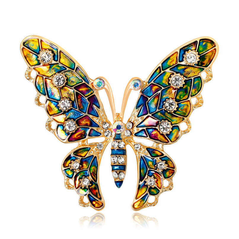 Van Hoef butterfly brooch Multicolor elegant and creative design with shimmering crystals and exquisite enamel work lightweight and sophisticated accessory