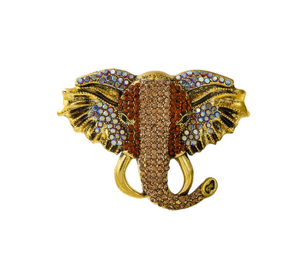 Van Hoef elephant brooch Gold rhinestone alloy accessory