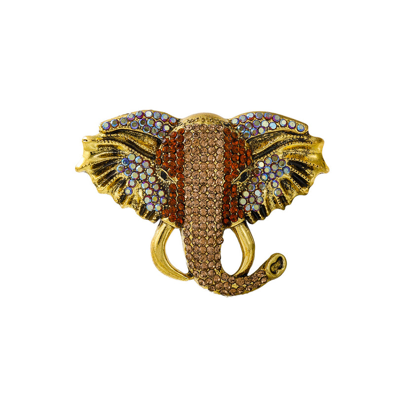 Van Hoef elephant brooch Gold rhinestone alloy accessory