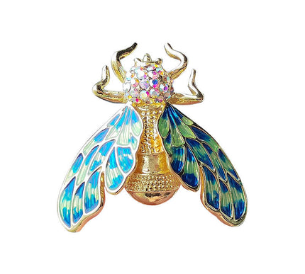 Van Hoef Gold Bee Brooch with Gemstone Accent