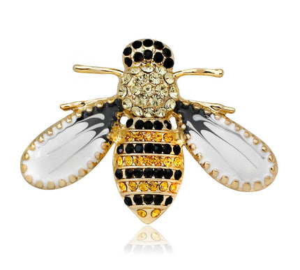Van Hoef Gold Bee Brooch with Crystals