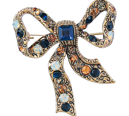 Van Hoef Gold Bow Diamond Brooch Dress