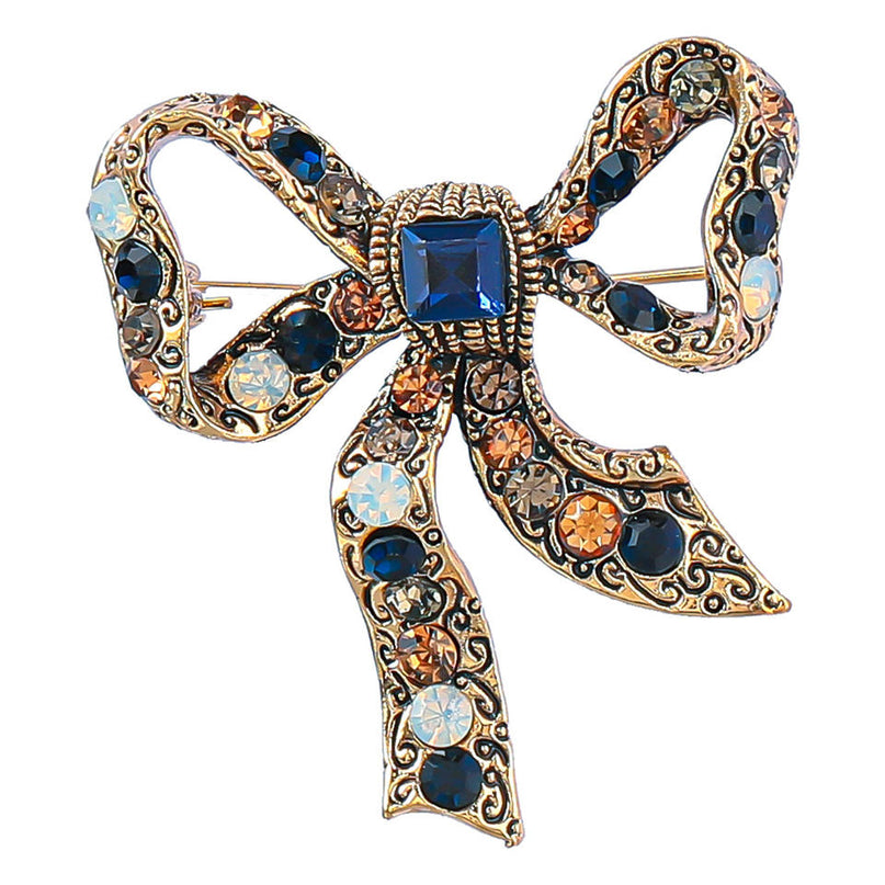 Van Hoef Gold Bow Diamond Brooch Dress