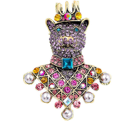 Van Hoef Gold Diamond Bear Brooch