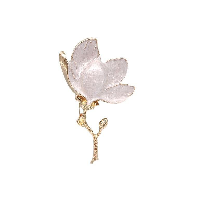 Van Hoef gold magnolia flower brooch