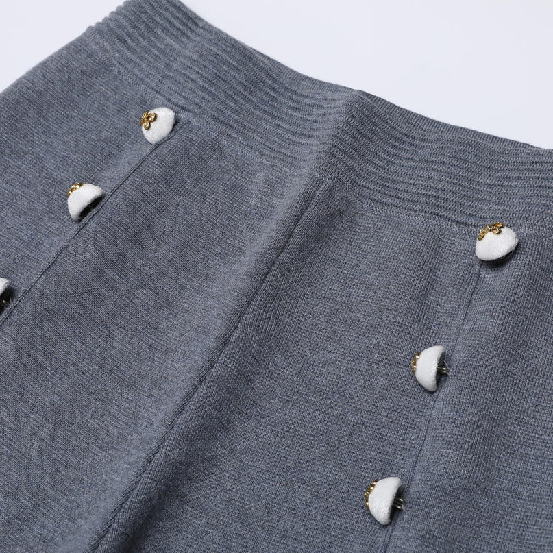 Van Hoef Gray Floral Embroidered Knit Set