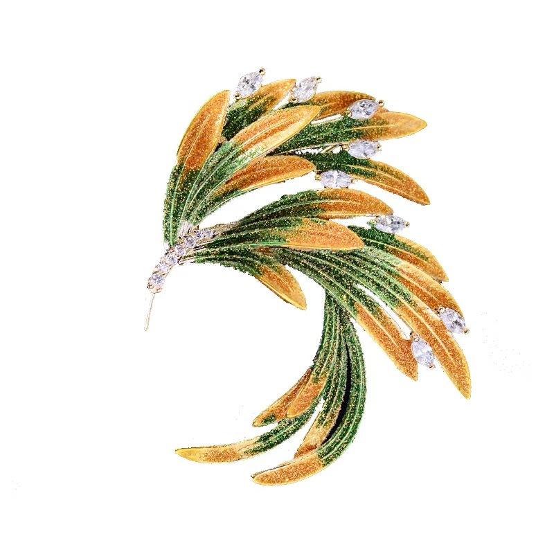 Van Hoef Green Enamel Bird Brooch Pin