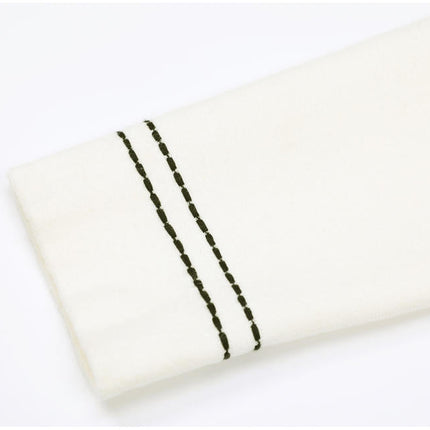 Van Hoef Ivory White Knit Cardigan with Black Stitching and Gold Buttons