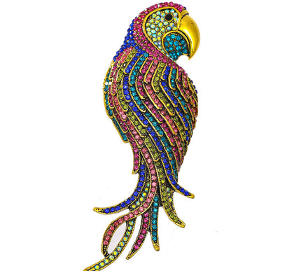 Van Hoef luxury parrot bird brooch in Gold