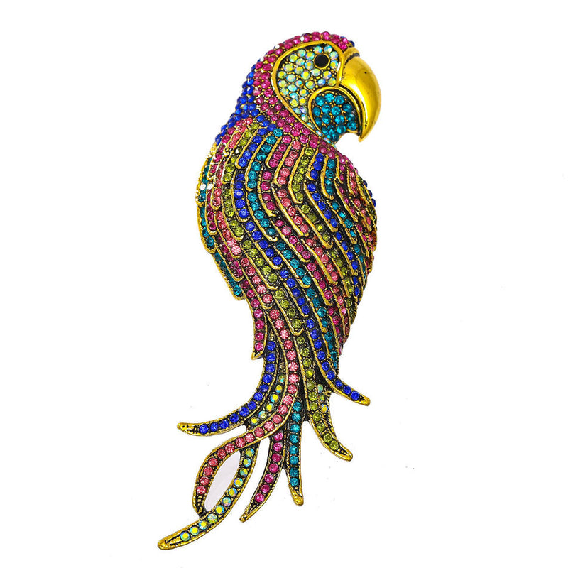 Van Hoef luxury parrot bird brooch in Gold