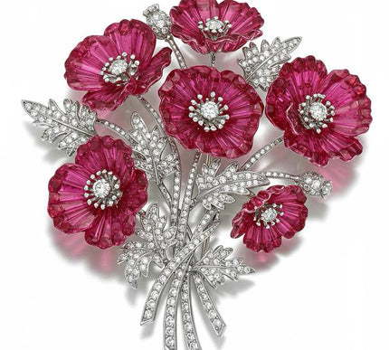 Van Hoef Pink Floral Brooch with Shimmering Accents