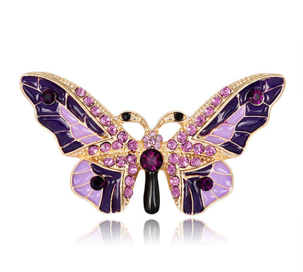Van Hoef Purple Butterfly Gemstone Brooch