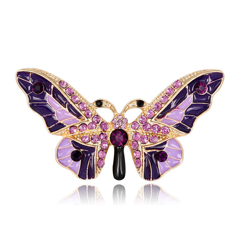 Van Hoef Purple Butterfly Gemstone Brooch