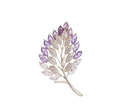 Van Hoef Purple Leaf Brooch for Women