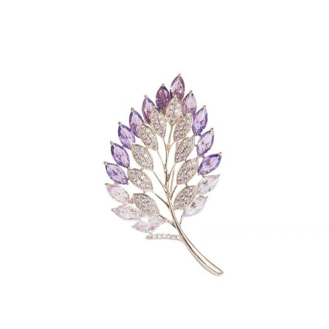 Van Hoef Purple Leaf Brooch for Women