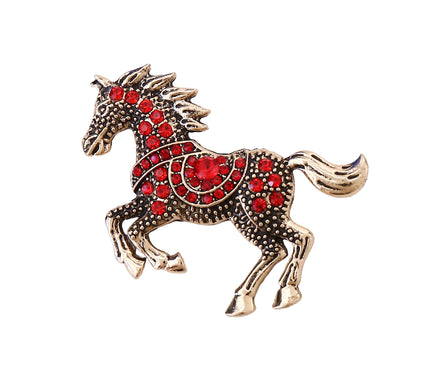 Van Hoef Red Horse Brooch Rhinestone Vintage Contemporary Elegance Charm