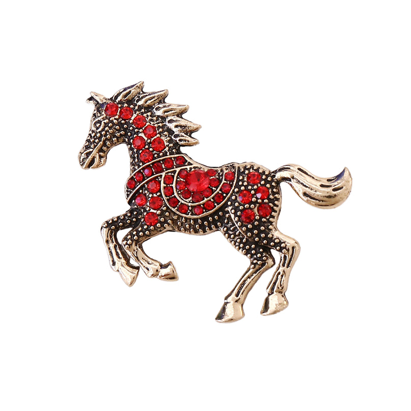 Van Hoef Red Horse Brooch Rhinestone Vintage Contemporary Elegance Charm