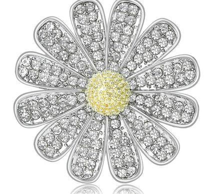 Van Hoef Silver Chrysanthemum Rhinestone Brooch