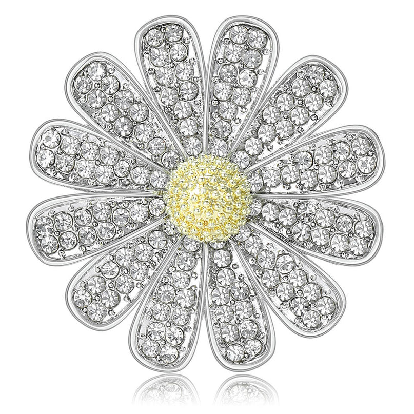 Van Hoef Silver Chrysanthemum Rhinestone Brooch