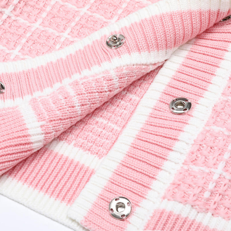 Van Hoef Soft Pink Tweed Knit Cardigan and Wide Leg Pants Set