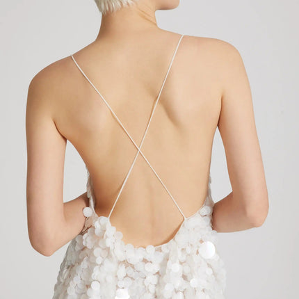Van Hoef White Floral Backless Dress for Special Occasions