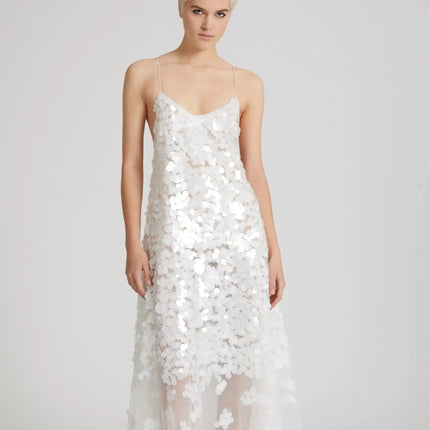 Van Hoef White Floral Backless Dress Elegant Special Occasion Evening Glamorous