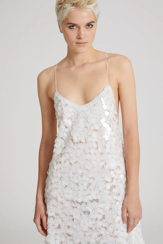 Van Hoef White Floral Backless Dress for Special Occasions