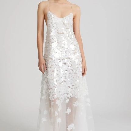 Van Hoef White Floral Backless Dress for Special Occasions