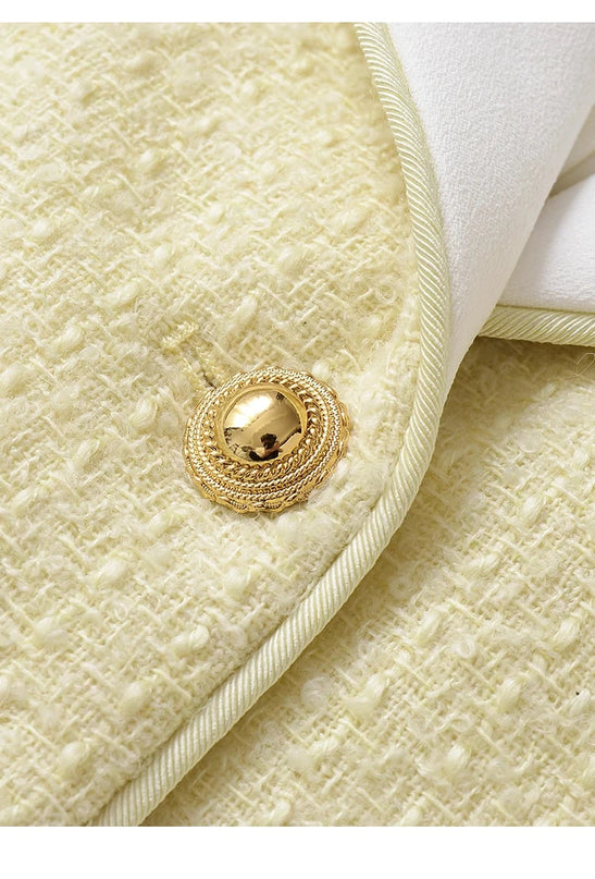 Van Hoef Yellow Tweed Jacket and Skirt Set