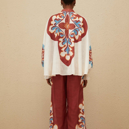 Vanessa Brown Multicolor Graphic Print Hemp Co-ord Blouse Trousers Set
