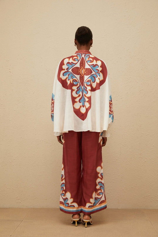 Vanessa Brown Multicolor Graphic Print Hemp Co-ord Blouse Trousers Set
