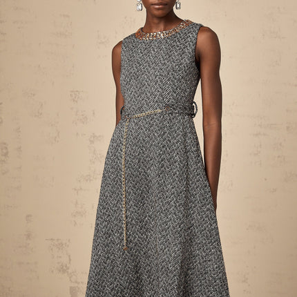 Vanessa Grey Crystal Embellished Chain-Link Midi Dress