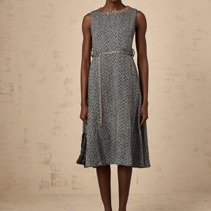 Vanessa Grey Crystal-Embellished Midi Dress