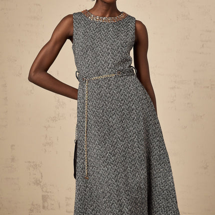 Vanessa Grey Crystal-Embellished Midi Dress