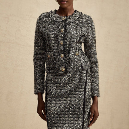 Vanessa Silver Jacket and Skirt Set
