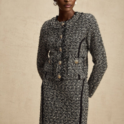 Vanessa Silver Jacket Skirt Set